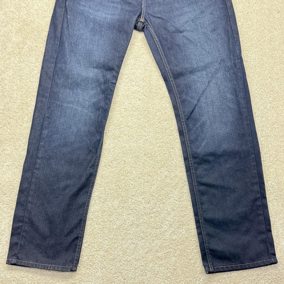 Levis 505 Jeans Mens 34x32 Blue Dark Wash Denim Straight Leg Regular Fit Stretch - Picture 3 of 14